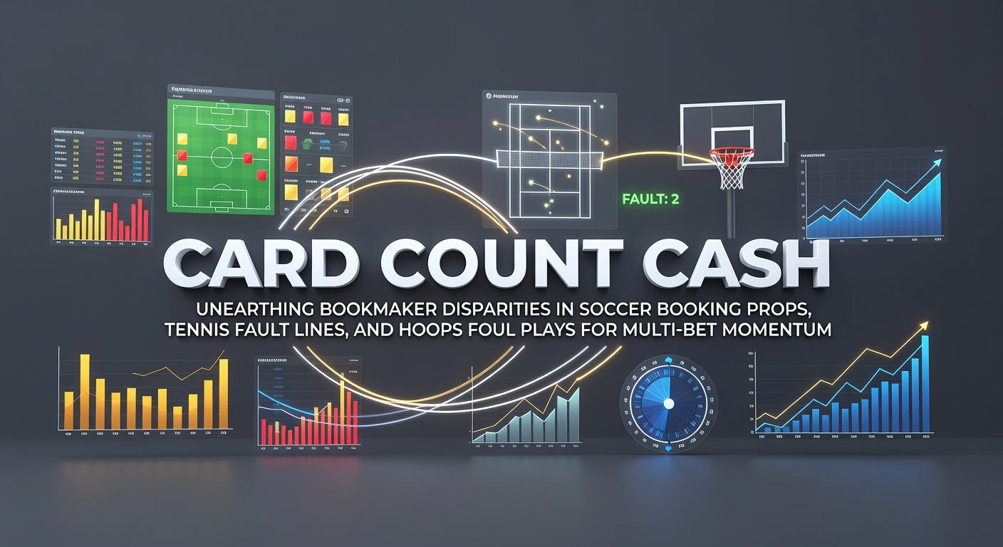 Bookmaker odds comparison charts highlighting disparities in soccer card props, tennis double faults, and basketball foul bets, with multi-bet accumulators building value across platforms