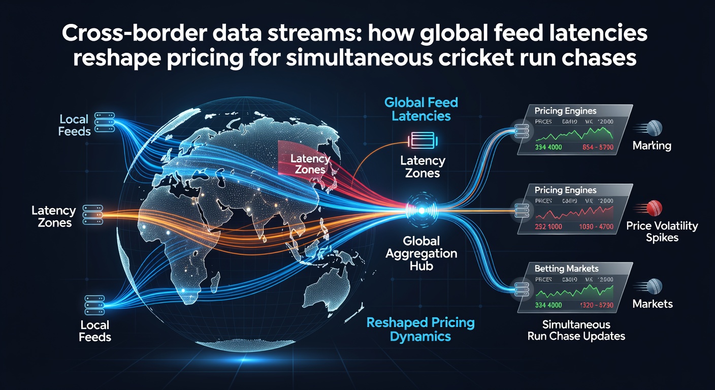 Split-screen view of cricket scoreboard and basketball action with overlaid timing data showing feed arrival differences