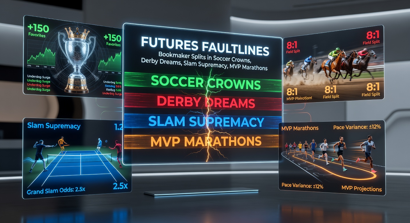 Close-up of futures odds tables comparing bookmaker prices for NBA MVP races adn FA Cup winners, with highlighted discrepancies in decimal odds