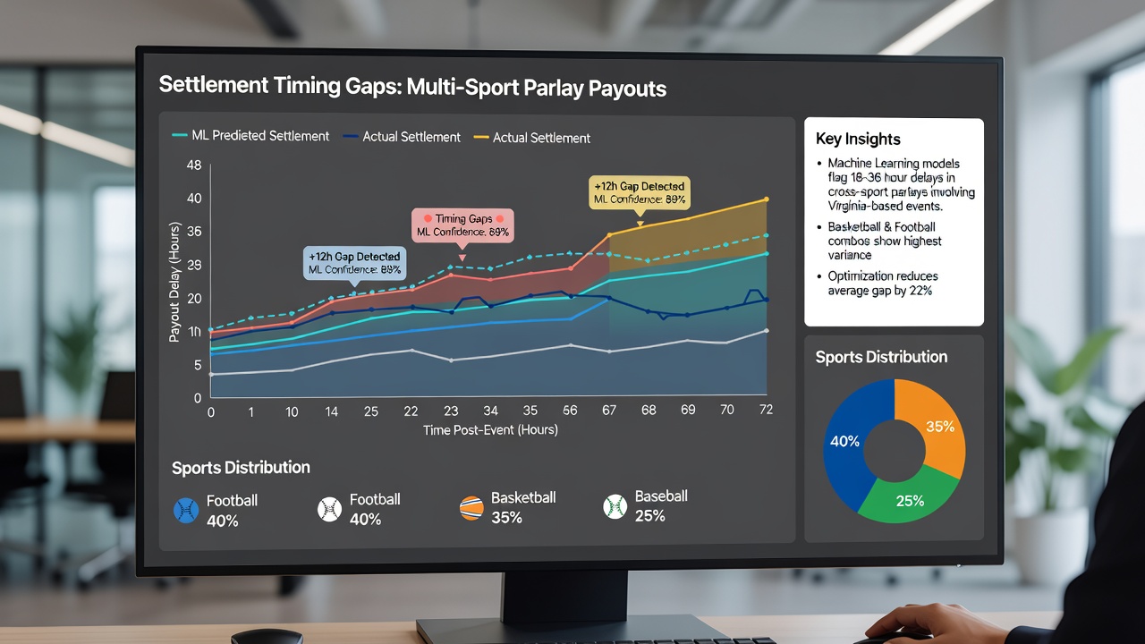 Data visualization showing settlement time distributions for multi-sport parlays across betting platforms