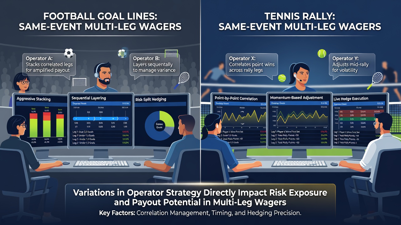 Detailed view of equine quinella and multi-leg settlement interfaces at different betting operators