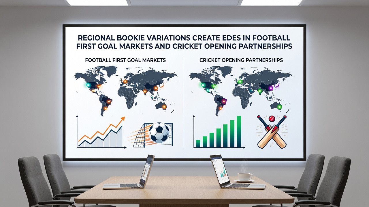 Regional odds discrepancies illustrated through cricket partnership and football first goal betting interfaces