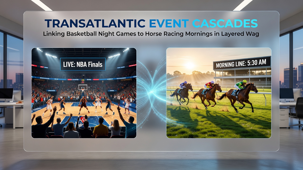 Layered wager planning diagram connecting basketball night results to horse racing morning odds adjustments